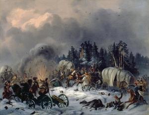 Retreat Scene from the Russian-French War of 1812by Bogdan Willewalde